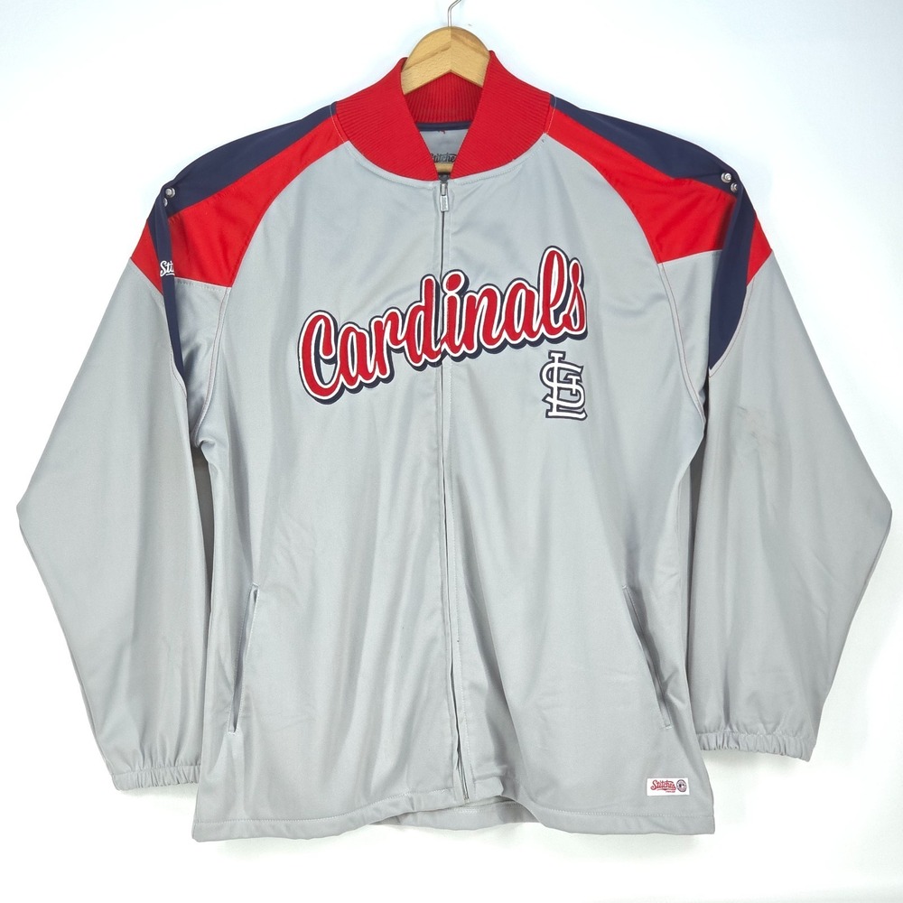 Stitches St‎ Louis Cardinals Jacket Men's XL Full Zip Spellout Script Athleisure